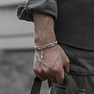 Thai Silver Men's Star & Dagger Bangle
